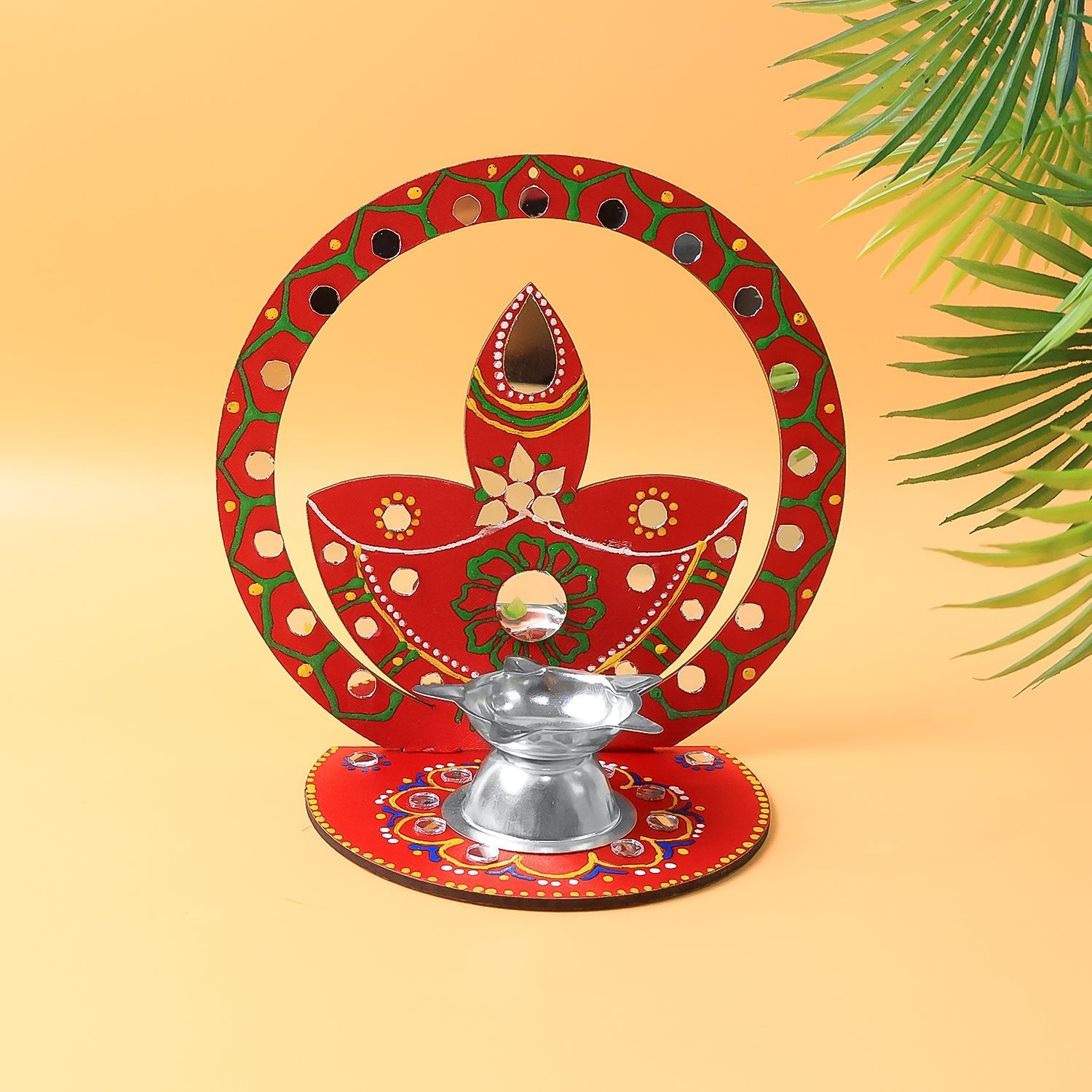 Elegant Handcrafted Wooden Diya Stand Elegant Handcrafted Wooden Diya Stand